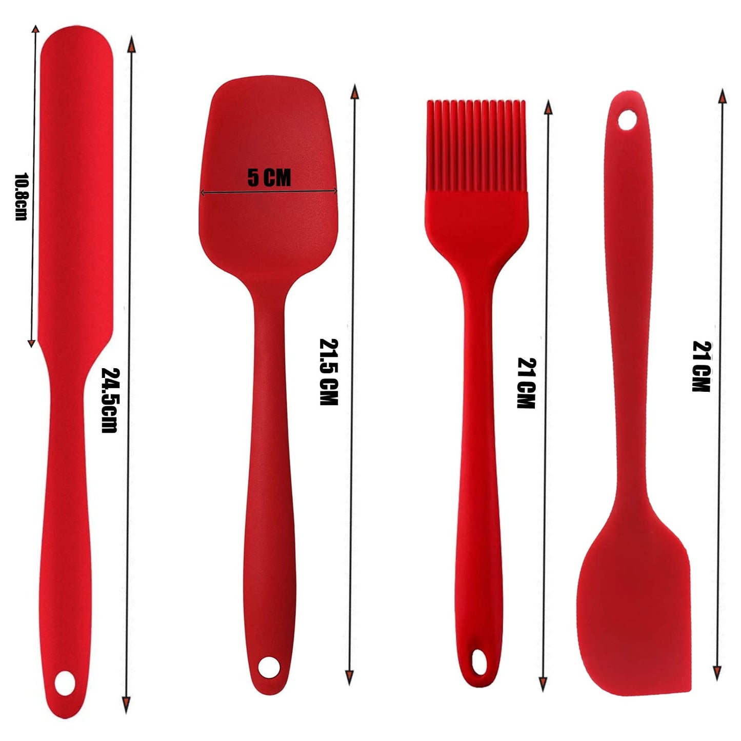 Silicone Spatula Set, Nonstick Cookware Heat Resistant Scrapers Kitchen Utensils for Baking, Cooking, Cake Frosting Spatula, Rubber Spatulas Spoon, Smart Kitchen Baking Tools 4 Pack (Red)