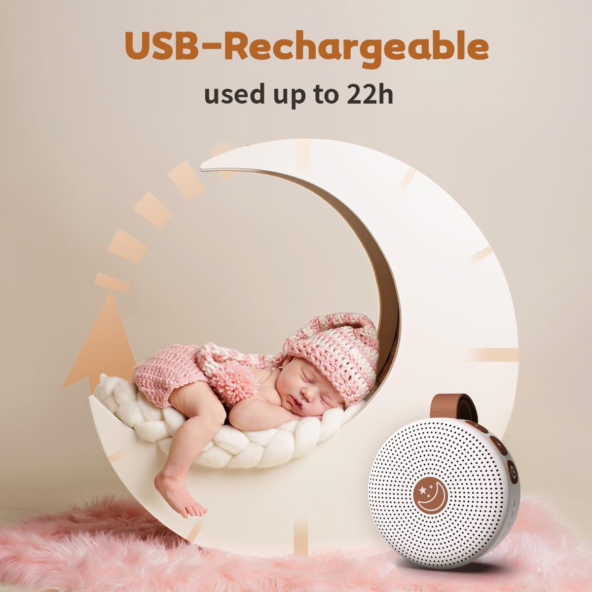 Mini Portable Sound Machine Baby White Noise Machine with 30 Soothing Sounds for Kids Adults Auto-Off Timer 32 Volume Levels Rechargeable Brown Noise Sleep Machine for Home Office Privacy and Travel