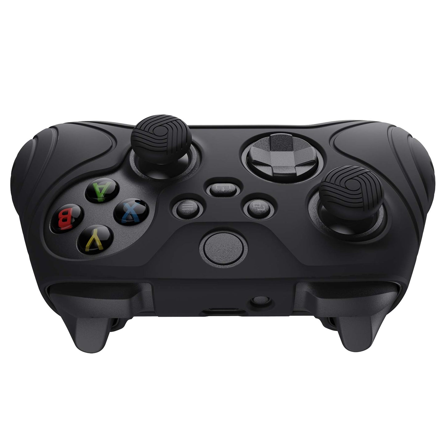 eXtremeRate PlayVital Samurai Edition Coque en silicone antidérapante noire pour manette sans fil Xbox Core, étui de protection ergonomique pour manette Xbox Series S/X avec poignées pour le pouce