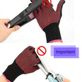 2 Pcs Professional Heat Resistant Glove for Hair Styling Heat Blocking Gloves for Curling, Flat Iron and Hair Styling Tools, Silicone Bump, Pink Edge