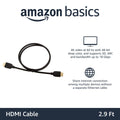 Câble/cordon HDMI 2.0 4K Ultra HD haute vitesse Amazon Basics, 0,9 m, 18 Gbit/s, 60 Hz, 2160p, 48 bits, mâle vers mâle, compatible Ethernet, 3D, noir