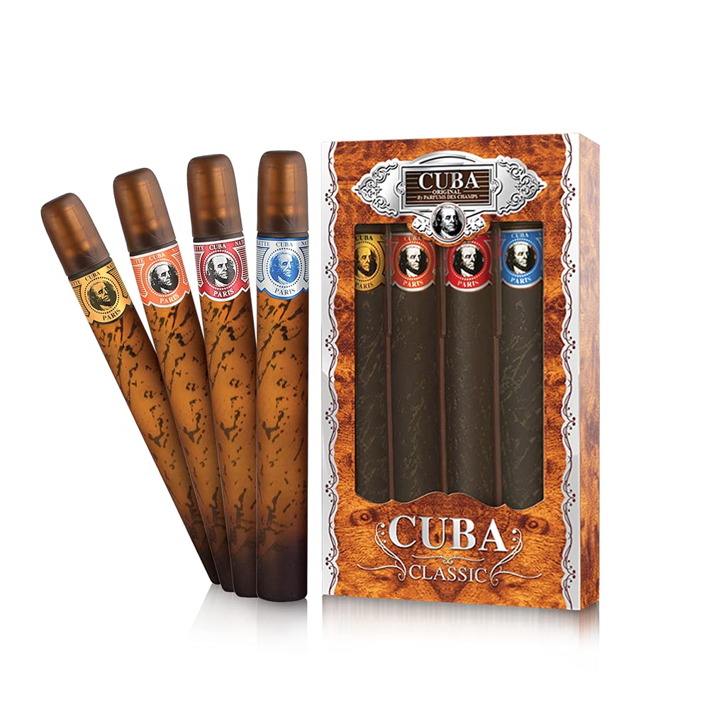 Cuba Original 4-Piece Set for Men, 4 X 1.17 Oz (Gold/Blue//Red/Orange)