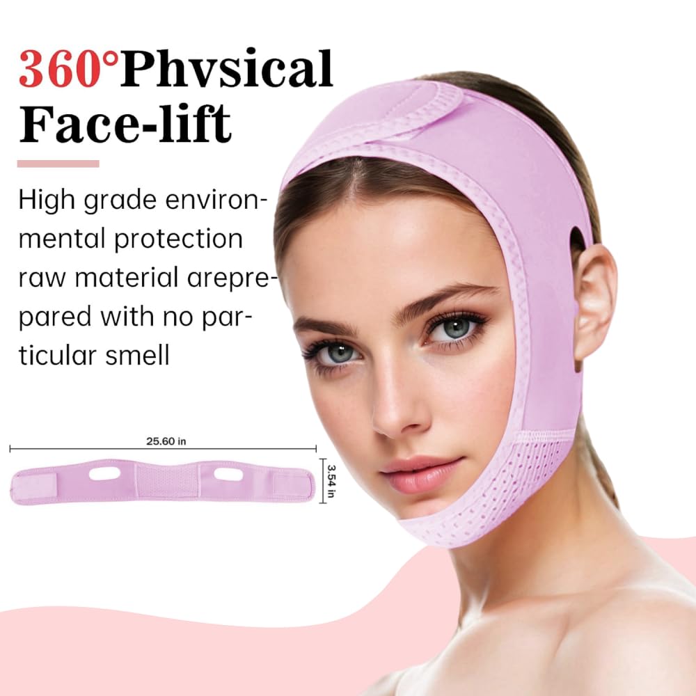 V Line Lifting Mask Chin strap for sleeping, V Line Lifting Mask for Women,Jaw Exerciser，Medium,Purple