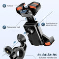 Tecfino Motorcycle Phone Mount, 360° Rotatable Bike Phone Holder, 1s Lock Bike Phone Mount Handlebar Clamp, Cell Phone Holder for Bicycle Scooter, Motorcycle Accessories for 4.7"-7" Smartphones Orange