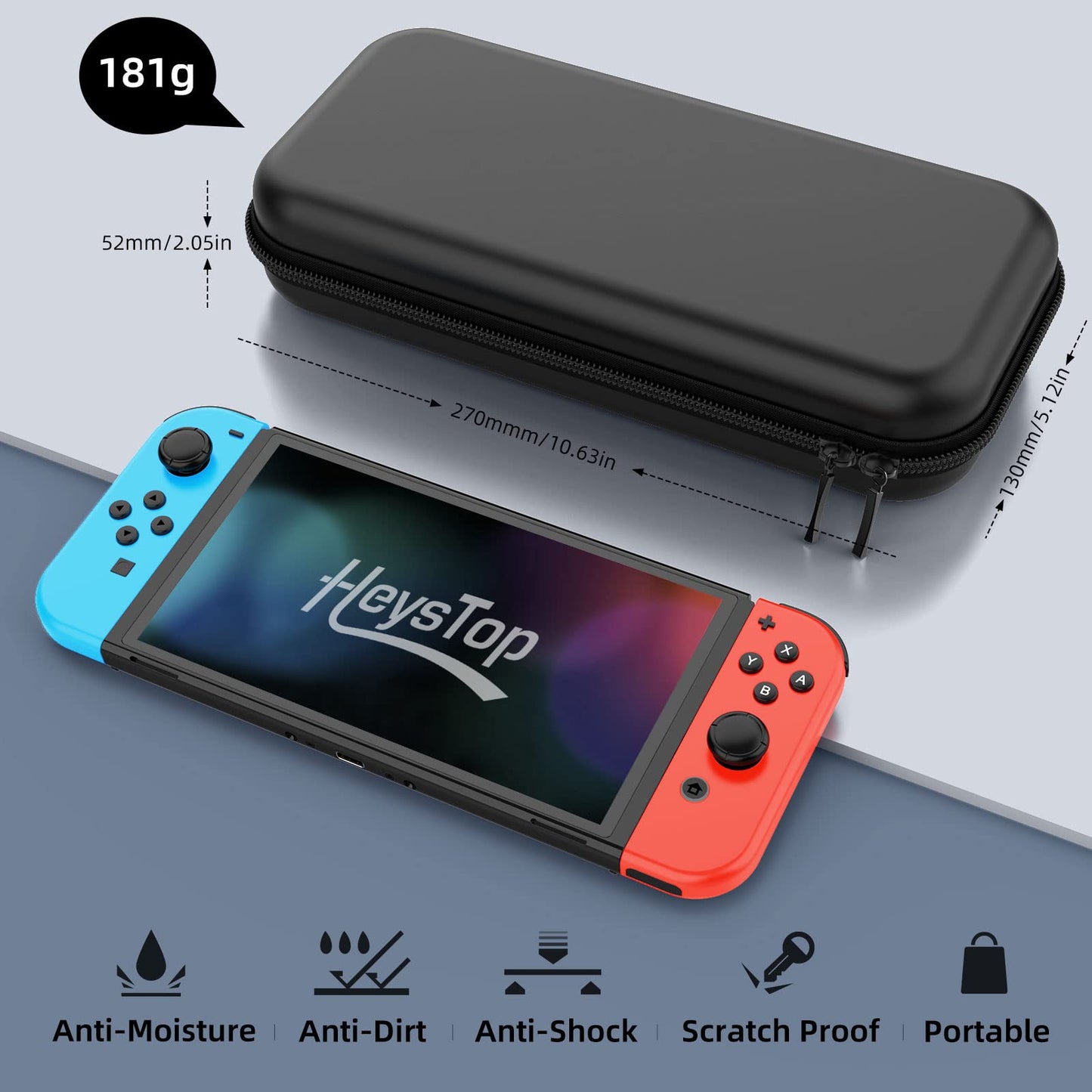 HEYSTOP Switch Case Compatible with Nintendo Switch, 9 in 1 Switch Accessories kit with Carrying Case, Dockable Protective Case, HD Screen Protector and 6pcs Thumb Grips Caps