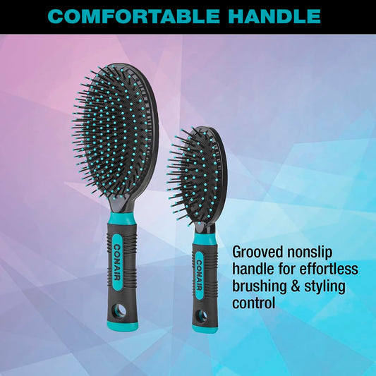 Conair Salon Results Hairbrush Set - Travel Hair Brush - Hairbrushes for All Hair Types - curly hair brush - hairbrush - detangler brush - Travel size + Full-size Brush