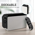 Switch OLED Case for Nintendo Switch OLED Model, Dockable Cover Soft TPU Protector Case for Switch OLED Grips & Console and Accessories with 2 Pcs Thumb Caps, Black