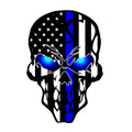 2 Pack Car Decals Stickers Skull Reflective US Flag with Thin Blue Line, Honoring Police Law Enforcement Vinyl Stickers Van Trucks Women Men Motorcycle Laptop Decals Skateboard Bike Bumper Window