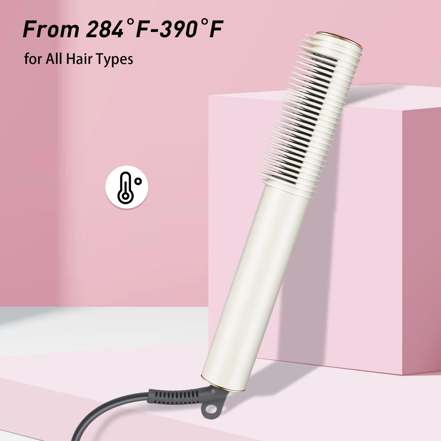 ANTDEG Mini Hair Straightener Brush & Hair Curling Brush - 2 in 1 Ring Design for Effortless Styling. Anti-Scald & Auto-Off Function. 5 Temperatures, 20s Fast Heating. Create Silky Smooth Hair.