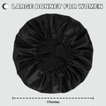 Gorro de satén extragrande para el pelo, gorro de seda de 17 pulgadas para dormir, gorro de seda gigante para dormir para mujeres, trenzas, cabello rizado, 1 pieza (negro)