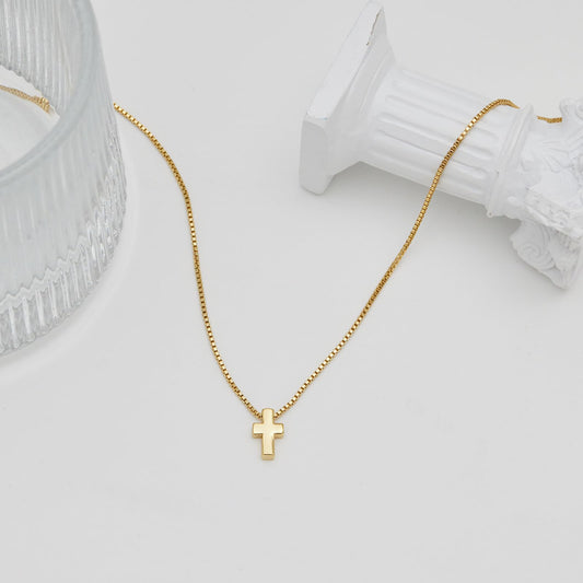 Poxtex Gold Cross Necklace for Women Dainty 14K Small Cross Pendant Simple Christian Faith Necklaces Tiny Chunky Cross Necklace for Women Jewelry Gift Non Tarnish Waterproof Cross Choker Necklaces