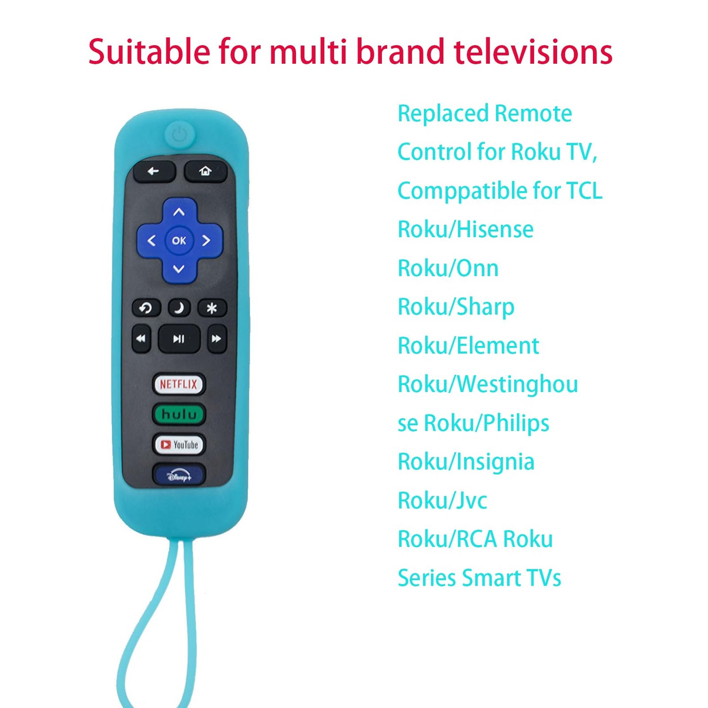 (Pack of 2) Replacement Remote Control for ROKU TV,Universal TV Remote Control with Protective case Compatible for Hisense/Philips/Sharp/Onn/Element/TCL Series TVs (Not for Roku Stick and Box)