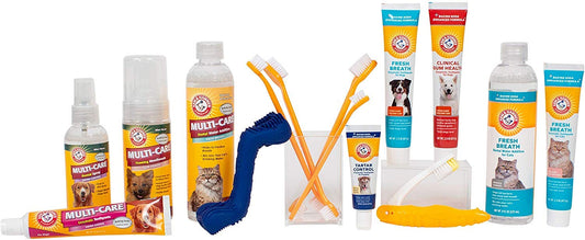 Arm & Hammer for Pets Tartar Control Kit for Dogs | Contains Toothpaste, Toothbrush & Fingerbrush | Reduces Plaque & Tartar Buildup | Safe for Puppies, 3-Piece , Beef Flavor