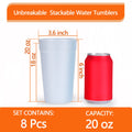 Homestockplus 【Juego de 8】 Vasos de 20 oz, vasos irrompibles para bebidas, aptos para microondas y lavavajillas, sin BPA, ecológicos, reutilizables, para batidos y agua