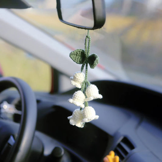 Rear View Mirror Accessories,Cute Car Accessories Aesthetic,Handmade Knitted Rear View Mirror Pendant Ornament,Kawaii Car Decor， For Car Cecorations Home Decorative Pendantscar Decorations