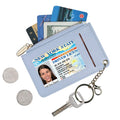 Small Wallets for Women Slim Leather Card Case Holder Wallet Coin Change Purse with Keychain (Blue)