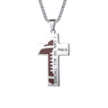 Susook Football Cross Necklace for Men Bible Verse I CAN DO All Things Stainless Steel Sport Pendant for Men(Silver)