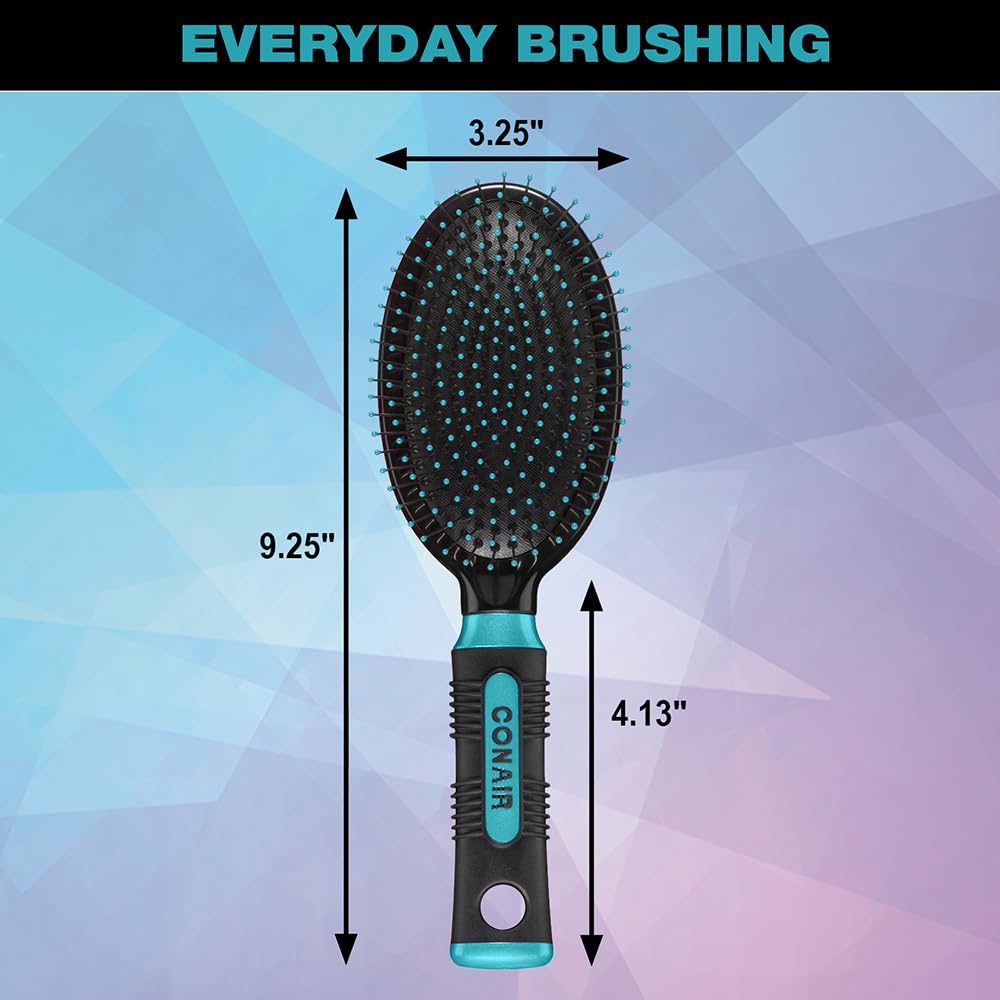 Conair Salon Results Hairbrush for Men and Women - Detangling Hair brush - Hairbrush for all hair types - Wire Bristles and Cushion Base