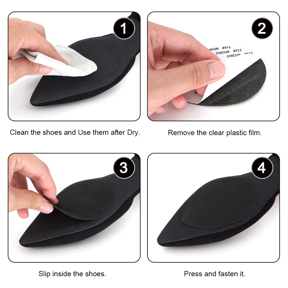 Dr. Shoesert Non-Slip Shoes Pads Adhesive Shoe Sole Protectors, High Heels Anti-Slip Shoe Grips (Black - 3 Pairs)