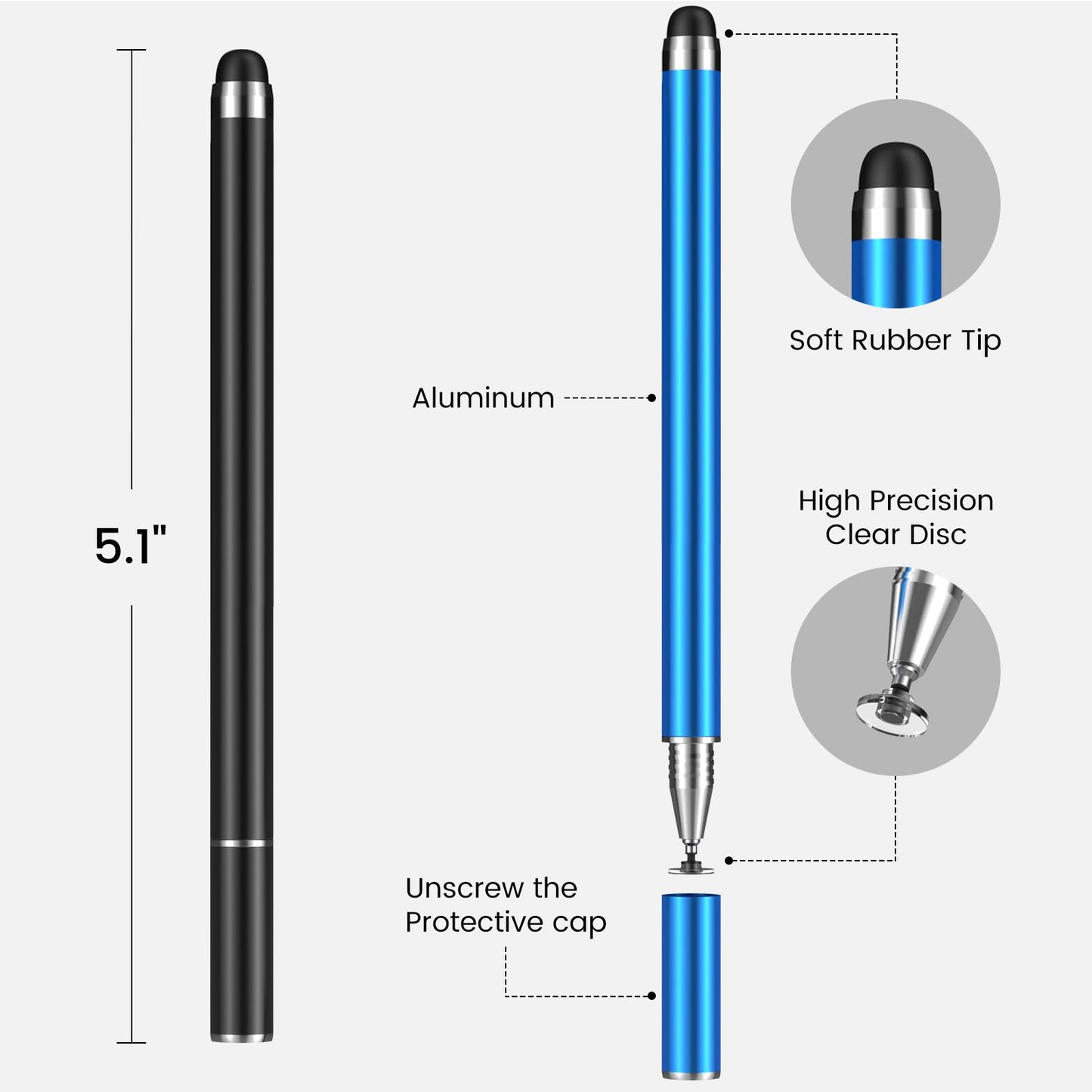 MEKO 4 Pack Stylus Pens for Touchscreens, 2-in-1 High Sensitivity&Precision Capacitive Stylus Pens for iPad iPhone Android Smartphone Tablets All Touchscreen Devices(4 Stylus + 12 Tips)