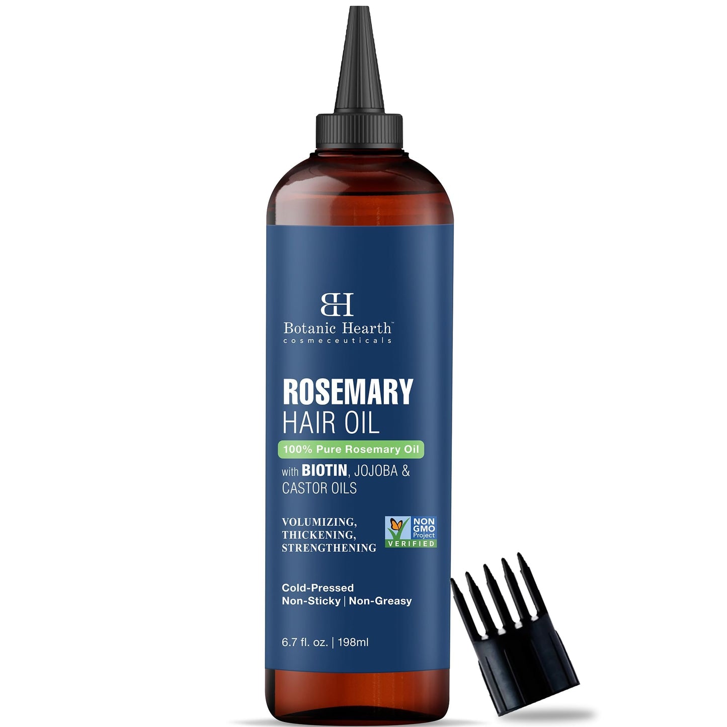 Botanic Hearth 100% Pure Rosemary Oil For Hair Growth (6.7 fl oz) Infused With Biotin, Jojoba & castor Oil | Hair strengthening Treatment | Nourishing & Volumizing | Non GMO Verified