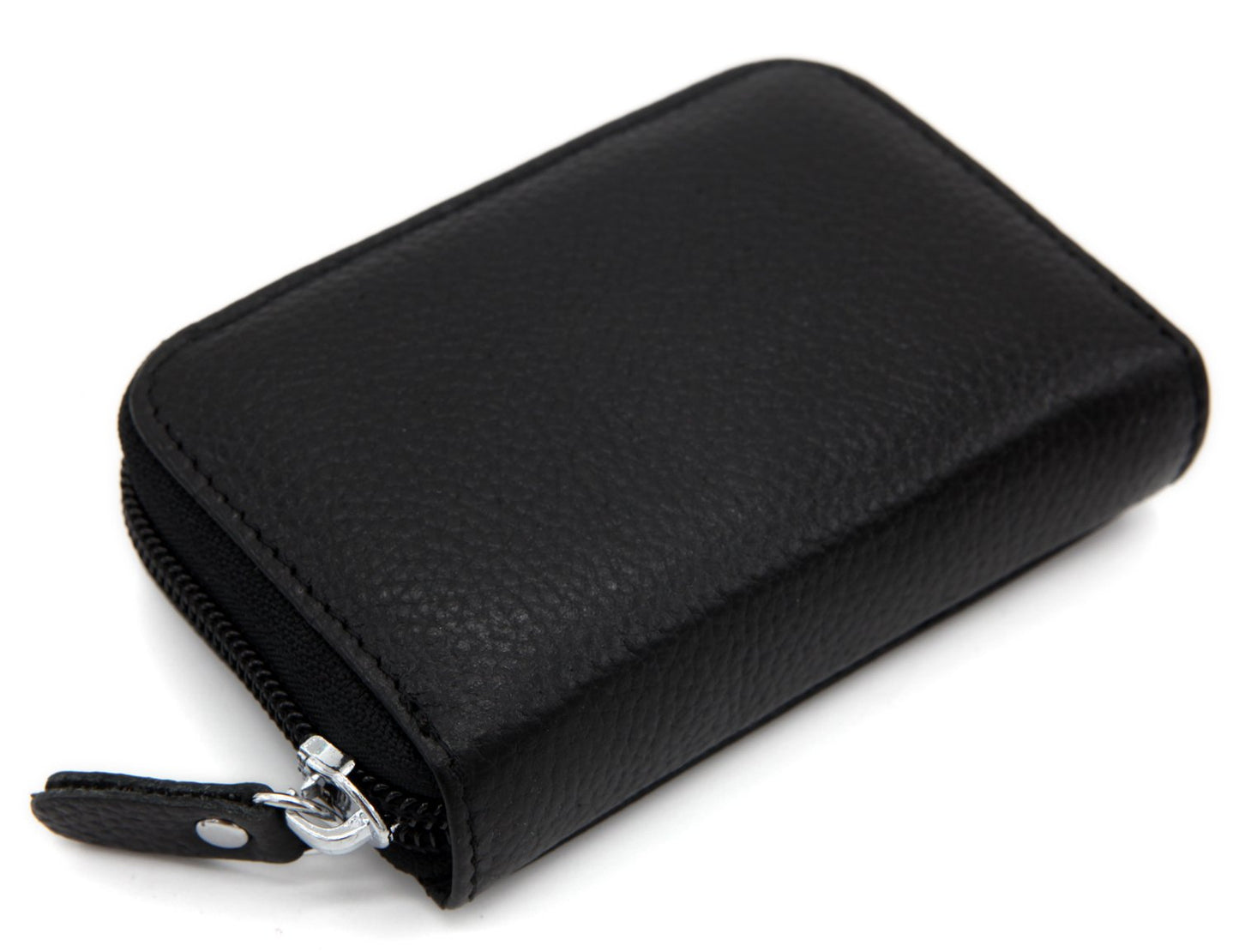 ZHOMA RFID Blocking Genuine Leather Credit Card Case Holder Security Travel Wallet - Black