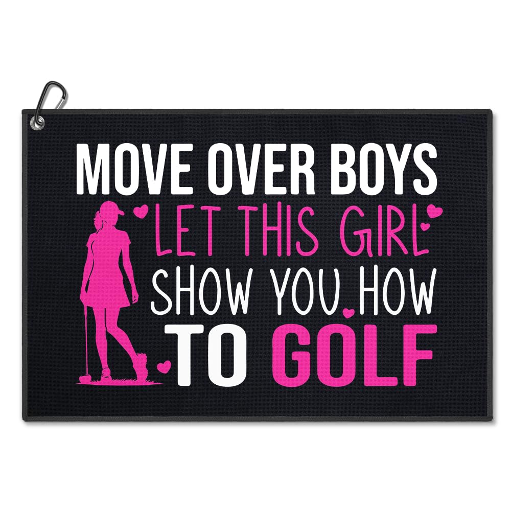 WUUCKOO Show How to Golf Printed Golf Towel, Funny Golf Towel for Golf Bag with Clip, Golf Accessories for Women, Xmas Birthday Gifts for Golfer Golf Lover, Golf Gifts for Lady, Ladies Golf Towel