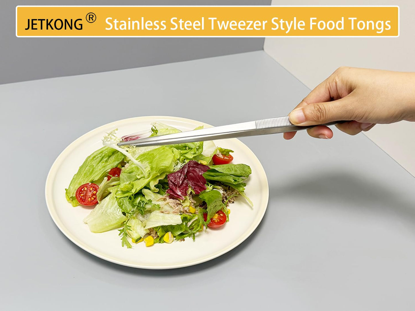 JETKONG 12 Inch Kitchen Tweezers Cooking Tweezer Tongs, Stainless Steel Food Tweezers Multi-function Precision Serrated Tips Kitchen Serving Tong