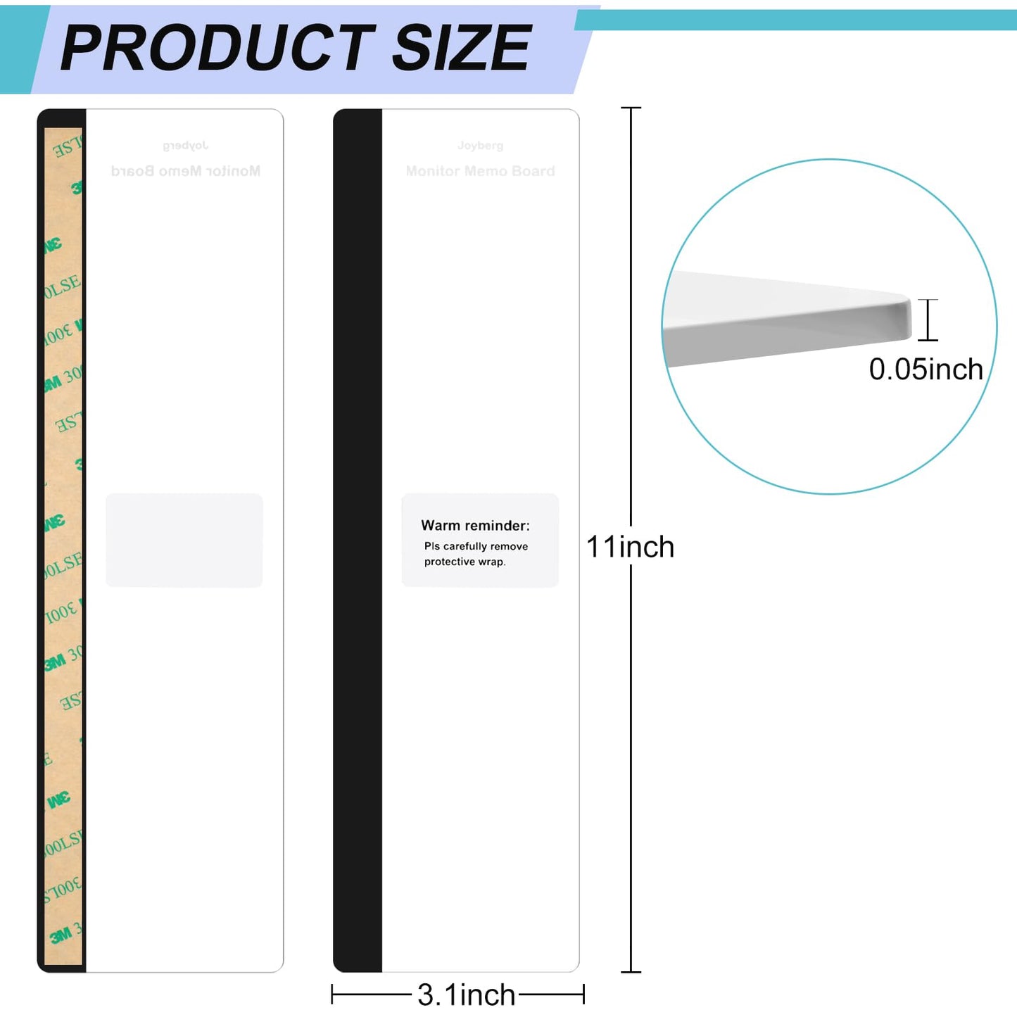 Joyberg Lot de 3 tableaux mémo pour moniteur d'ordinateur, facile à utiliser pour les bureaux à domicile, tableau mémo pour moniteur d'ordinateur, support de notes autocollantes, accessoires de bureau