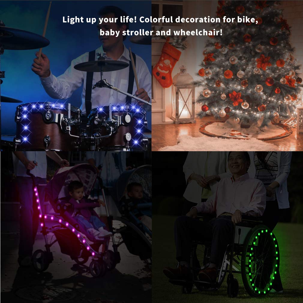 TINANA LED Bike Wheel Lights (1 Wheel Pack) Ultra Bright Waterproof Bicycle Spoke Lights Cycling Decoration Safety Warning Tire Strip Light for Kids Adults Night Riding(Blue)