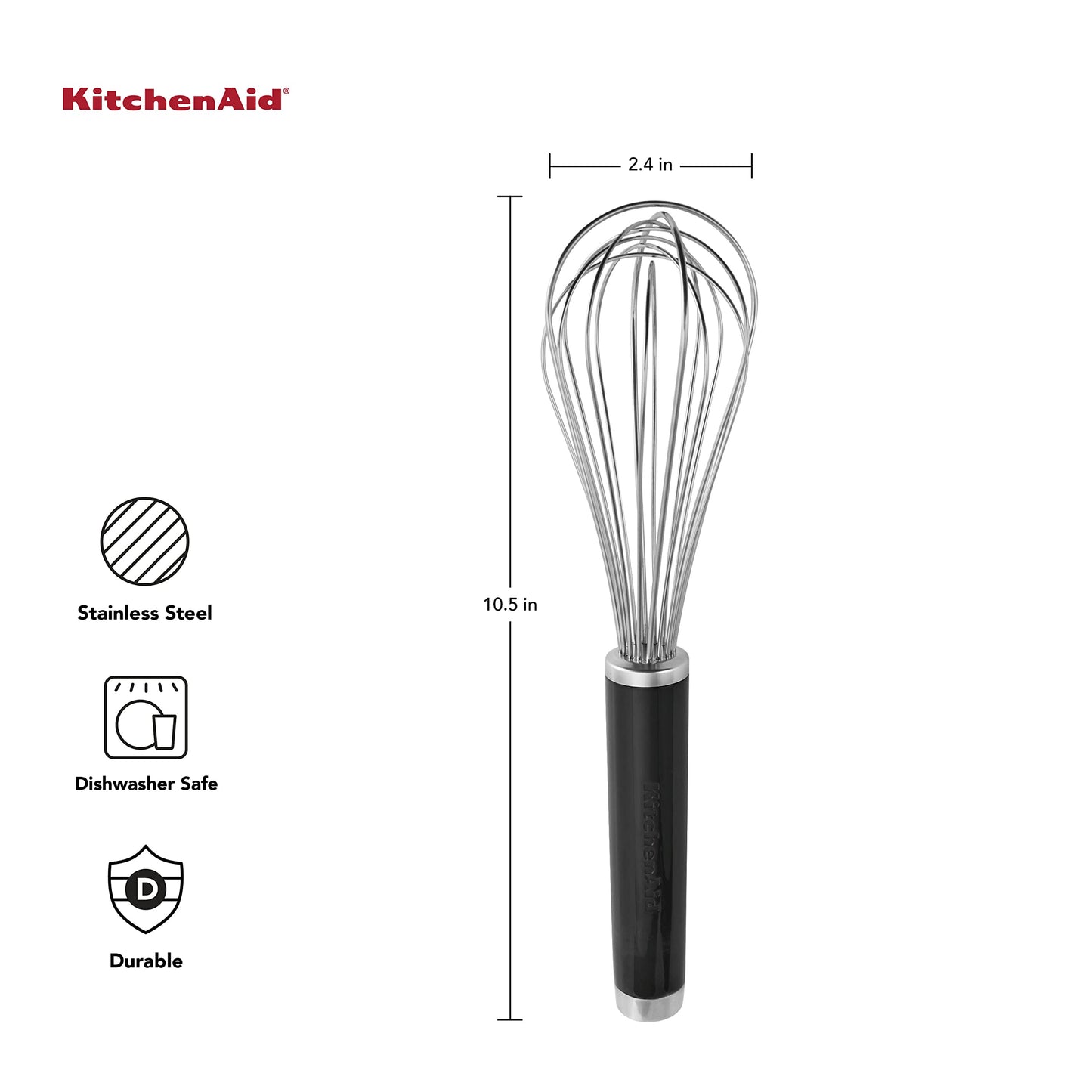 KitchenAid Classic Utility Whisk, 10.5 Inch, Black