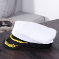 Captain Yacht Hat Cap Costume Hat Sailor Marine Admiral Hat for Halloween Costume Accessory, 8.6 x 6 x 2'' White