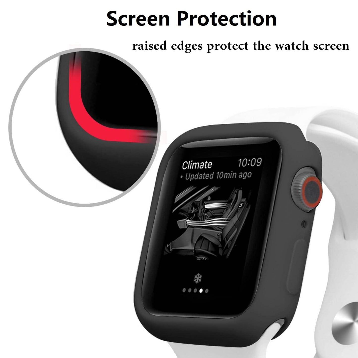 Funda ultrafina y suave de TPU a prueba de golpes Hontao para iWatch Apple Watch Series SE 6/5/4, color negro, 44 ​​mm