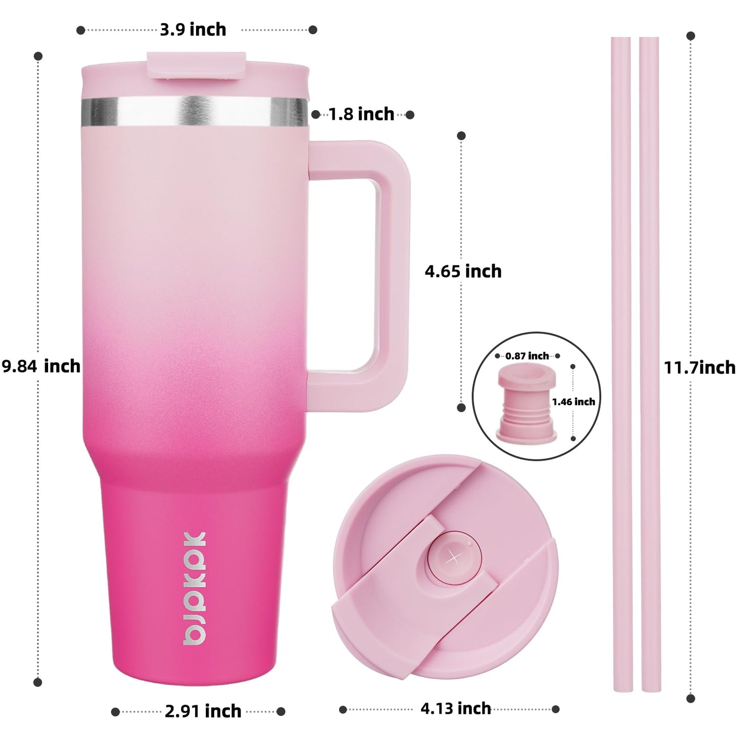 Vaso térmico de acero inoxidable BJPKPK de 40 oz con asa y tapa, taza térmica para café, viaje, flor de cerezo