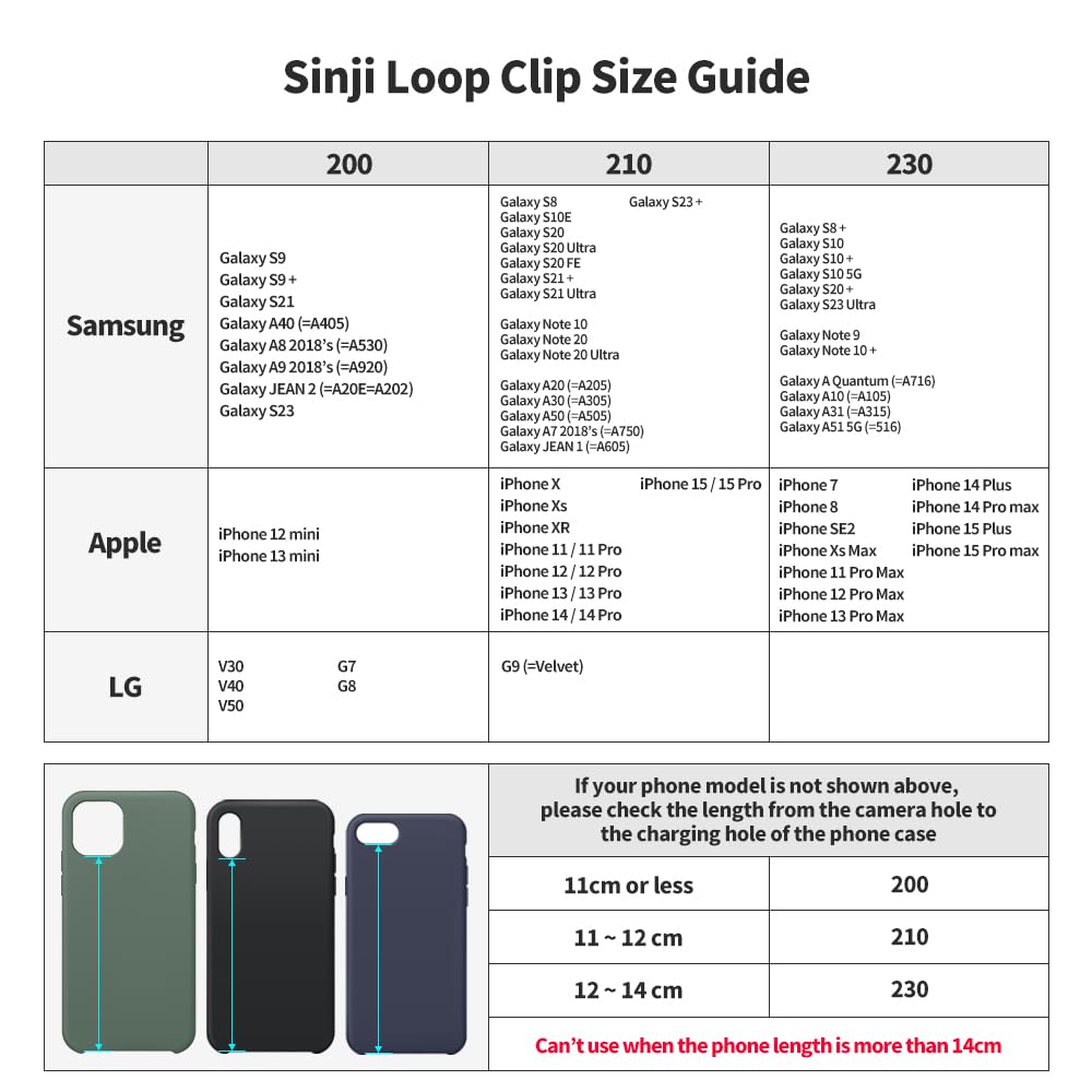 Sinjimoru C-Shaped Clip Finger Phone Grip, Silicone Mobile Phone Strap for Phone Case with Clip as Phone Loop Holder for iPhone Case & Samsung Phone. Sinji Loop Clip Black 210