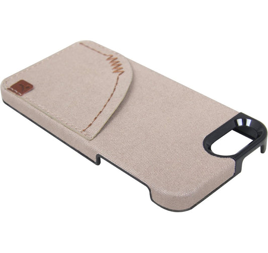 Estuche rígido de mezclilla premium con bolsillo para iPhone 5/5S de Joy Factory Denim, CSD112 (caqui)