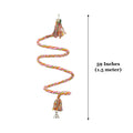 SunGrow Rope Perch for Parrots, 59” Long, Bungee Bird Toy, Brightly Colored Handmade Chew Toy, Spiral Design with Jingling Bell