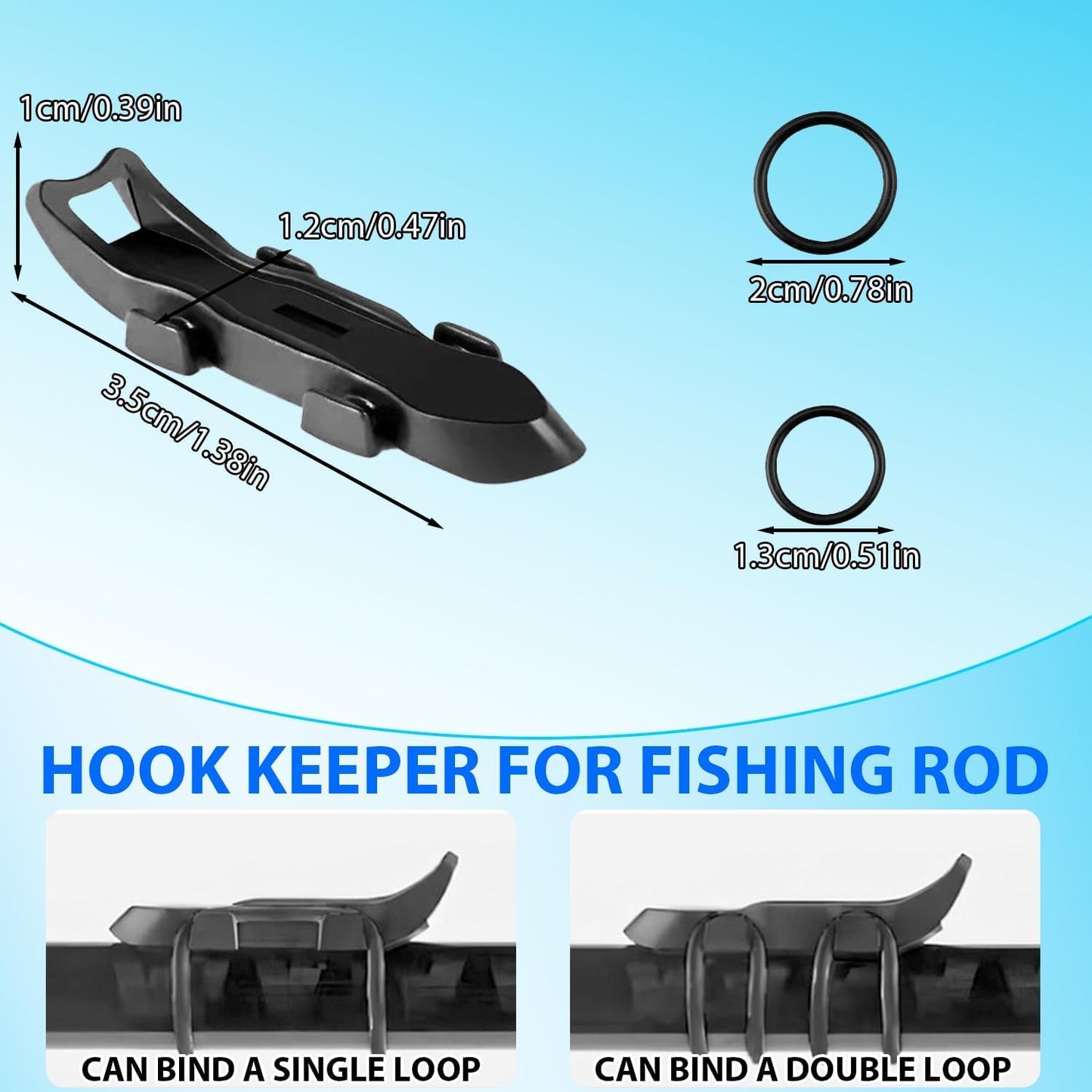 8PCS Hook Keeper for Fishing Rod, Magnetic Fishing Hook Keeper, HK2F Fishing Bait Holder with 2 Sizes Rubber Rings, Fishing Hook Holder Quick Installation