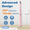 ORALEXIS Electric Toothbrush for Adults and Kids, with Tongue Scraper and 8 Brush Heads, One Fast Charge Last 120 Days, 40000 VPM Deep Clean, Sonic Travel Toothbrush - Pink