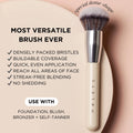 HALEYS Kabuki Makeup Brush VEGAN+CRUELTY-FREE, Sustainable Wood, Vegan Bristles for Airbrushed Finish, For Creams, Liquids, Powder, Streak-free, Perfect Blending, Buffs, Blurs, Smooths with Control