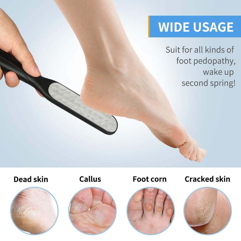 Fu Store 2 Pack Foot Files Callus Remover Stainless Steel Foot Rasp and Dual Sided Foot File Professional Scrubber Pedicure Tools Premium for Foot Care Remove Hard Skin