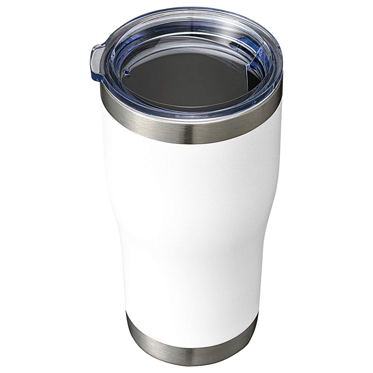 Gobelet en vrac de 20 oz, gobelets en acier inoxydable avec couvercle, gobelet isolé sous vide, tasse à double paroi avec revêtement en poudre, tasses à café, blanc, 1 paquet