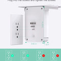 Wall Outlet Extender with Surge Protector, 6 AC Outlets, Shelf, 2 USB & USB C Charging Ports - Home & Dorm Plug Expander