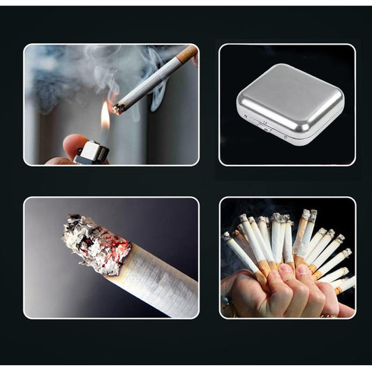 Portable Ashtray, VOVCIG Pocket Ashtray Windproof Ashtray with Lid Stainless Steel Car Ash Tray for Car Outdoor Cigars (Silvery)