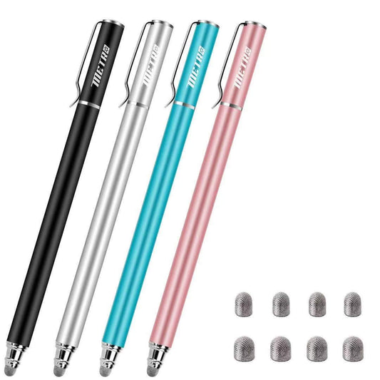 METRO Universal Stylus Pens for Touch Screens - High Sensitivity Capacitive Stylus Fiber Tips 2 in 1 Touch Screen Pen with 8 Extra Replaceable Tips for iPad iPhone and All Other Tablets & Cell Phones