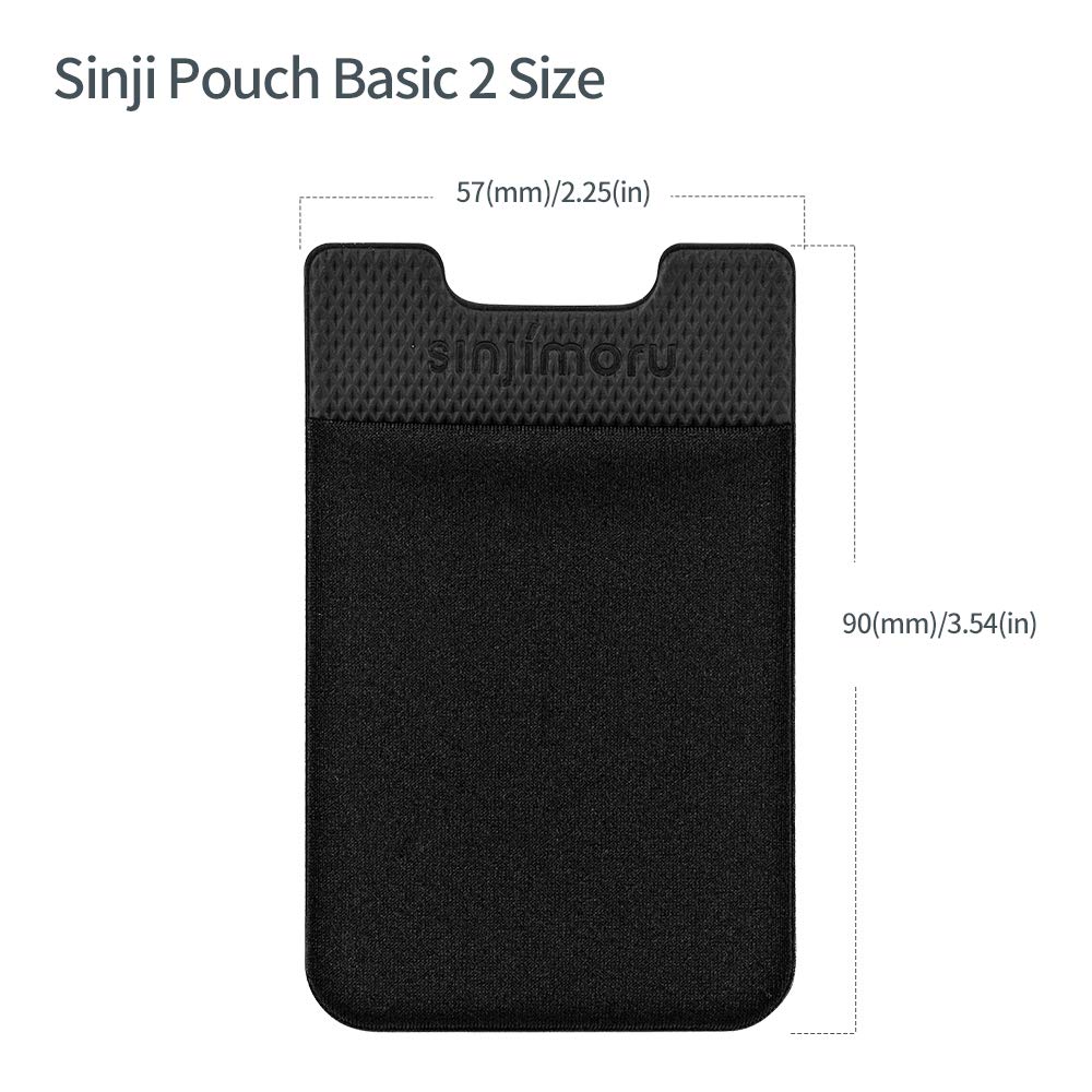 Sinjimoru Basic Cell Phone Wallet Stick on, Card Holder for Back of Phone Working as Adhesive Stretchy iPhone Wallet. Sinji Pouch Basic 2 Black