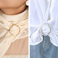 4PCS Scarf Ring Clip - T-shirt Ties Clips Clothes Corner Knotted Button for Women Fashion Metal Round Circle Shirt Clip Buckle Clothing Ring Wrap Holder Loose Tshirt Clothes Scarf Buckle(Gold)