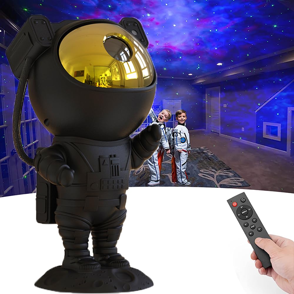 Projecteur d'étoiles SFOUR, veilleuse galaxie, lampe de plafond LED pour nébuleuse étoilée astronaute avec minuterie et télécommande, cadeau pour enfants et adultes pour chambre à coucher, anniversaires, Noël, Saint-Valentin. (Noir et or)