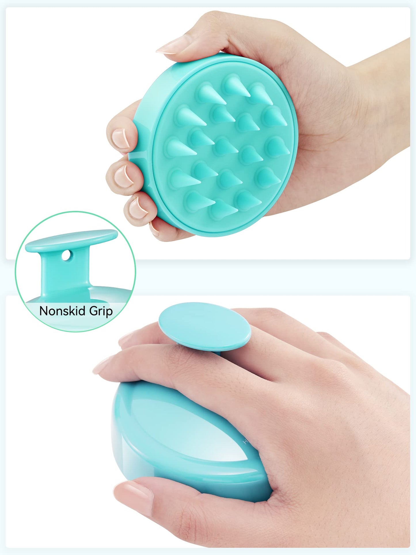 HEETA Shampoo Scalp Brush Massager Hair Growth, Scalp Scrubber with Soft Silicone Bristles for Hair Growth & Dandruff Removal, Hair Brush for Scalp Exfoliator, Green