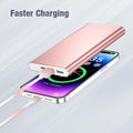 EnergyCell Pilot 4GS Portable Charger 12000mAh Fast Charging Power Bank Dual 3A High-Speed Output Battery Pack Compatible with iPhone 16 15 14 13 12 11 and More（Charging Cable Included (Rose Gold)